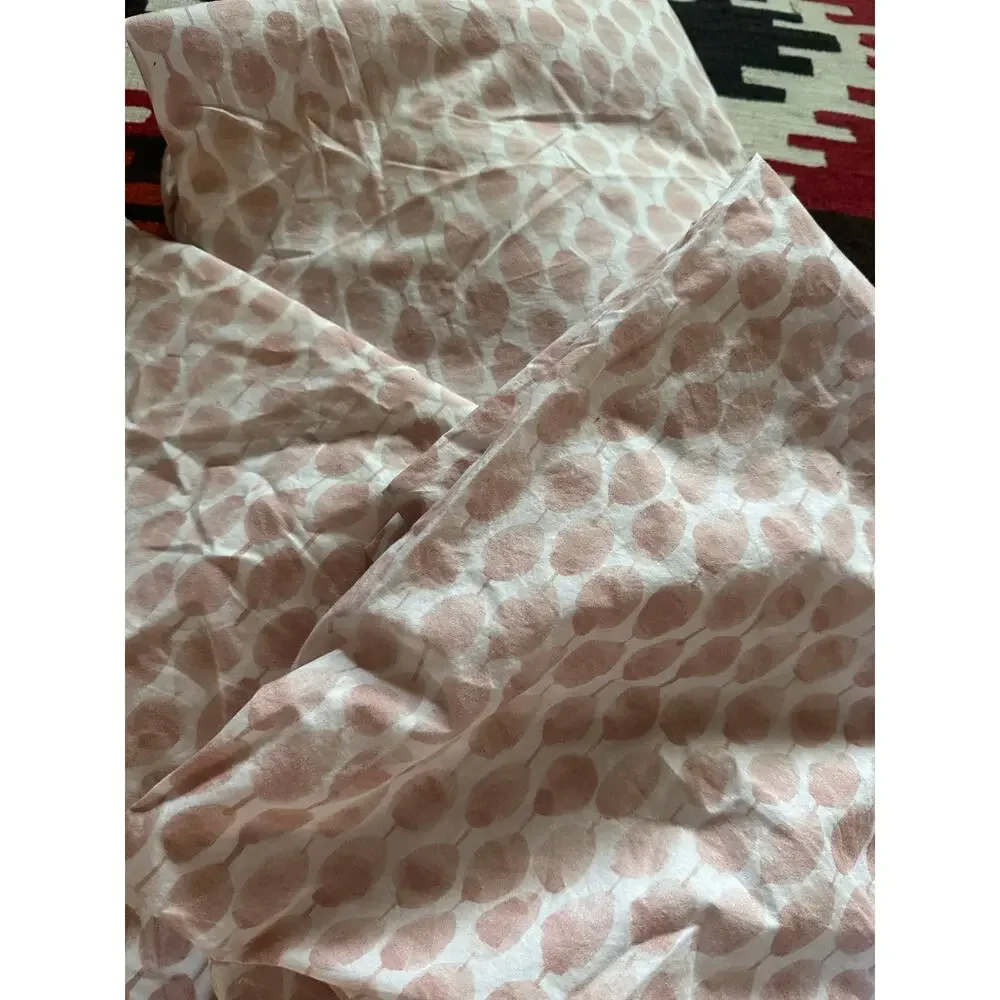 West Elm Stamped Dot Duvet Cover Set Rosette Blush Queen Full 2 euro Shams Pink